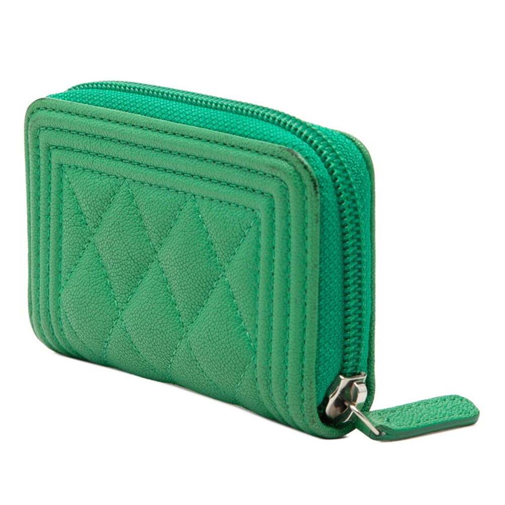 CHANEL Green Caviar Leather Logo Wallet - Picture 2 of 7